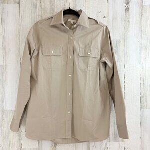 Ann Mashburn Safari Shirt Sz M Khaki Tan Button Down